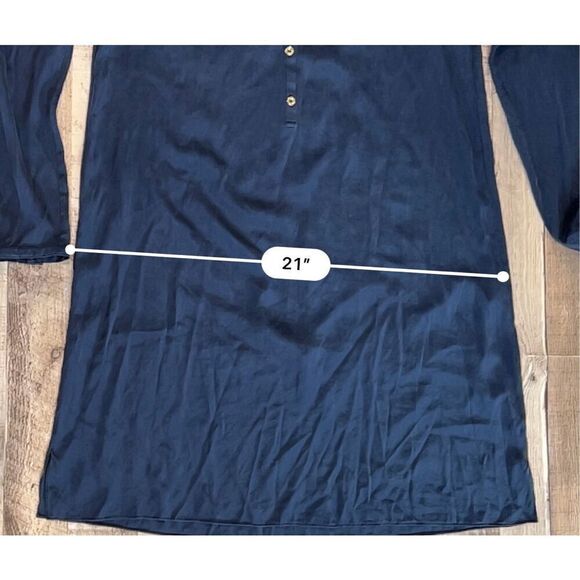 Lilly Pulitzer Delphine Stretch Silk Dress sz Medium Navy Blue Flowy Retail $198 - Picture 9 of 13